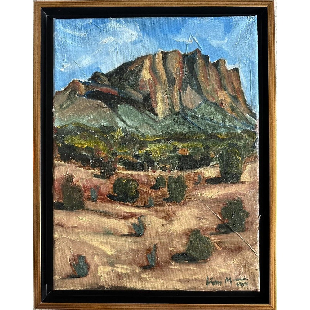 Original Arizona Western Mountain landscape Painting Signed Liam Matthew